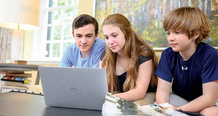 Group of Children Learning STEAM through Online Course in Laptop